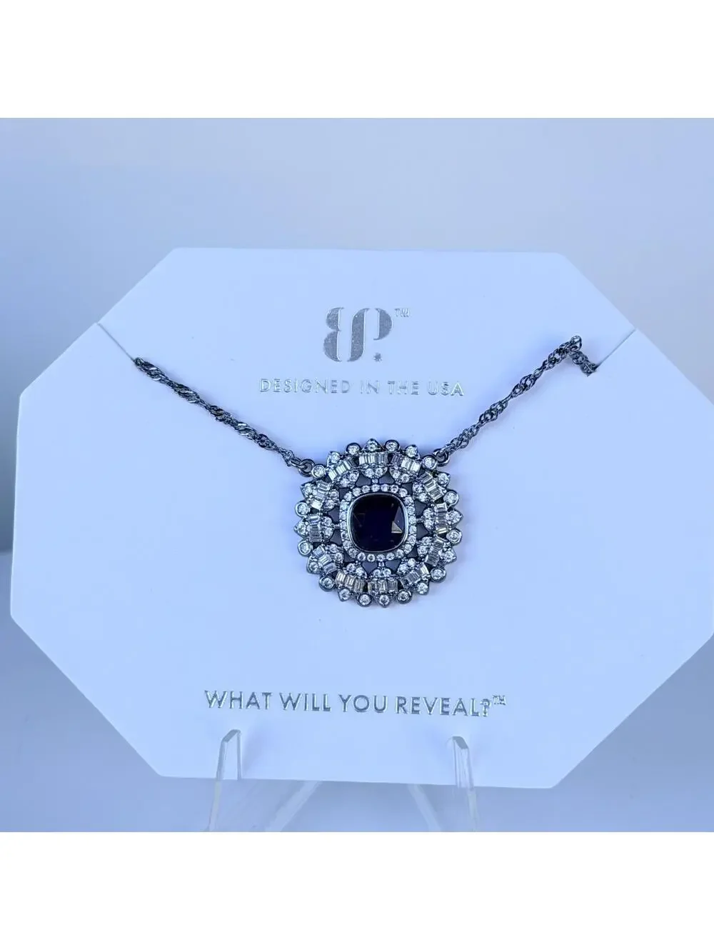 Bomb Party September Necklace Shimmer Like A Poem Lab Created Sapphire Hematite